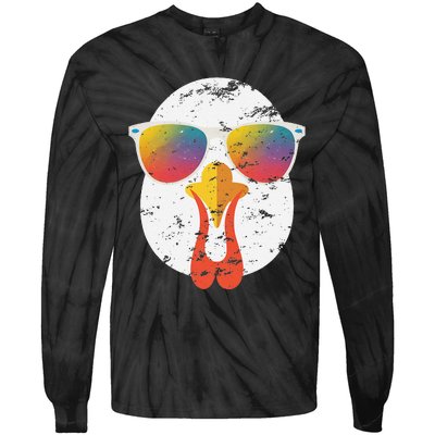 Cool Turkey Face Graphic Sunglasses Thanksgiving Tie-Dye Long Sleeve Shirt