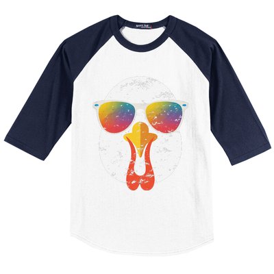 Cool Turkey Face Graphic Sunglasses Thanksgiving Baseball Sleeve Shirt