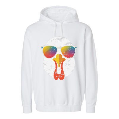 Cool Turkey Face Graphic Sunglasses Thanksgiving Garment-Dyed Fleece Hoodie