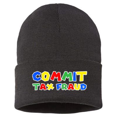Commit Tax Fraud Funny Sustainable Knit Beanie