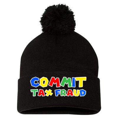 Commit Tax Fraud Funny Pom Pom 12in Knit Beanie