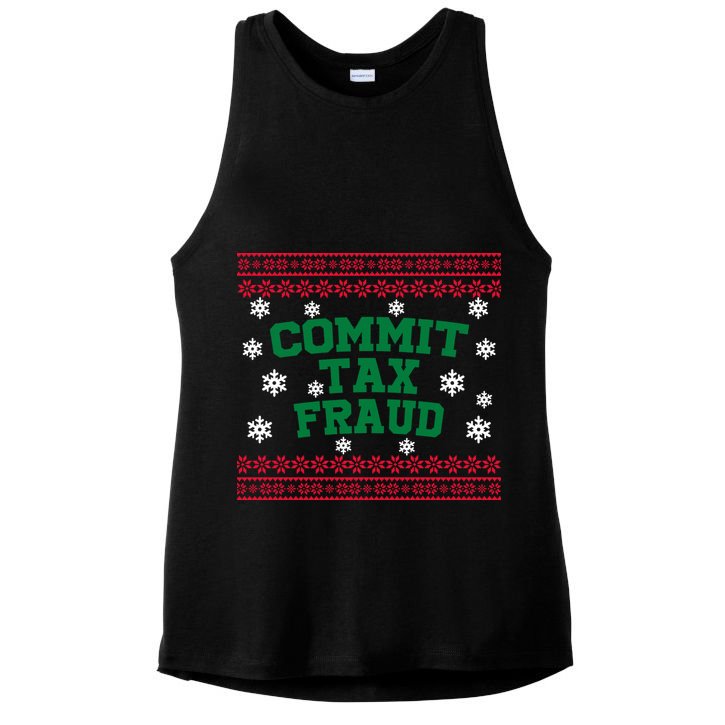 Commit Tax Fraud Ugly Christmas Tacky Holiday Ladies PosiCharge Tri-Blend Wicking Tank