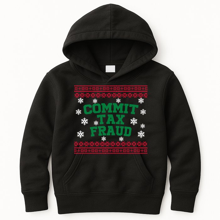 Commit Tax Fraud Ugly Christmas Tacky Holiday Kids Hoodie