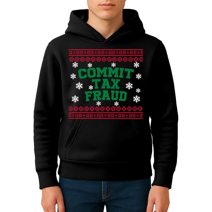 Commit Tax Fraud Ugly Christmas Tacky Holiday Kids Hoodie