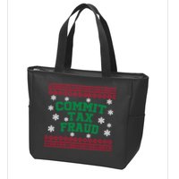Commit Tax Fraud Ugly Christmas Tacky Holiday Zip Tote Bag