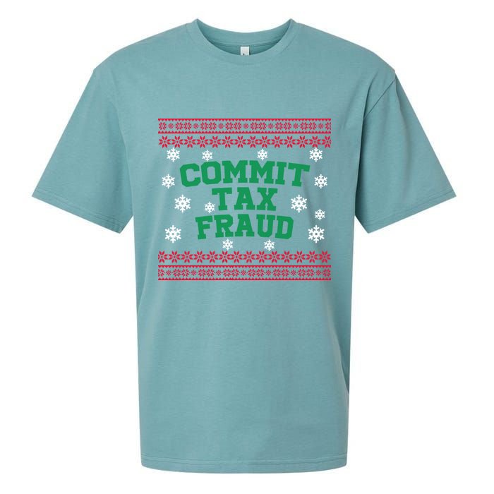 Commit Tax Fraud Ugly Christmas Tacky Holiday Sueded Cloud Jersey T-Shirt