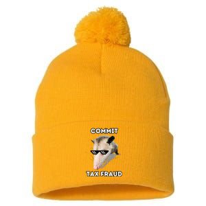 Commit Tax Fraud Pom Pom 12in Knit Beanie