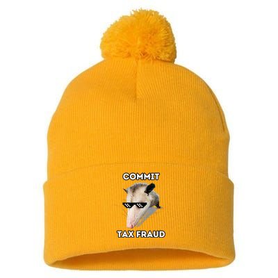 Commit Tax Fraud Pom Pom 12in Knit Beanie