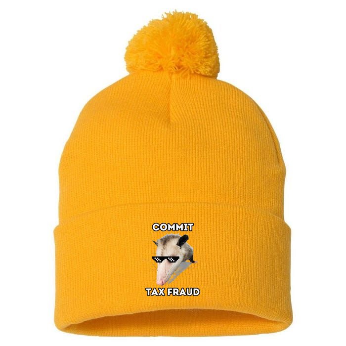 Commit Tax Fraud Pom Pom 12in Knit Beanie