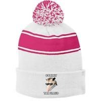 Commit Tax Fraud Stripe Pom Pom Beanie