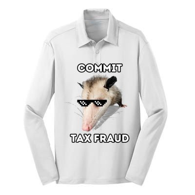 Commit Tax Fraud Silk Touch Performance Long Sleeve Polo