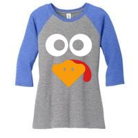 Cute Turkey Face Thanksgiving Costume Gift Women's Tri-Blend 3/4-Sleeve Raglan Shirt