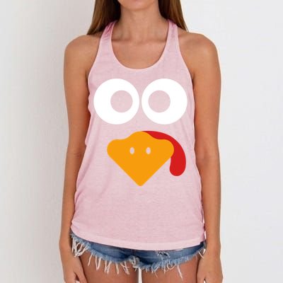 Cute Turkey Face Thanksgiving Costume Gift Women's Knotted Racerback Tank