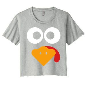 Cute Turkey Face Thanksgiving Costume Gift Women's Crop Top Tee