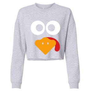 Cute Turkey Face Thanksgiving Costume Gift Cropped Pullover Crew