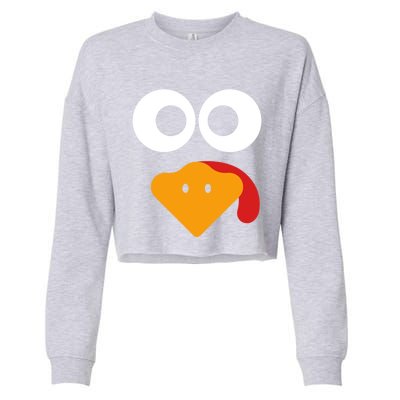 Cute Turkey Face Thanksgiving Costume Gift Cropped Pullover Crew