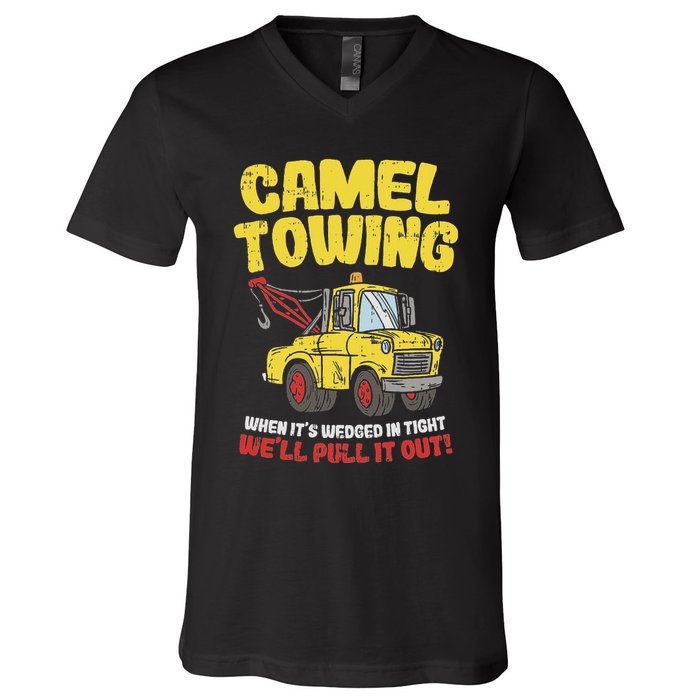 Camel Towing Funny Crude Tow Truck Recovery Workers Gift V-Neck T-Shirt