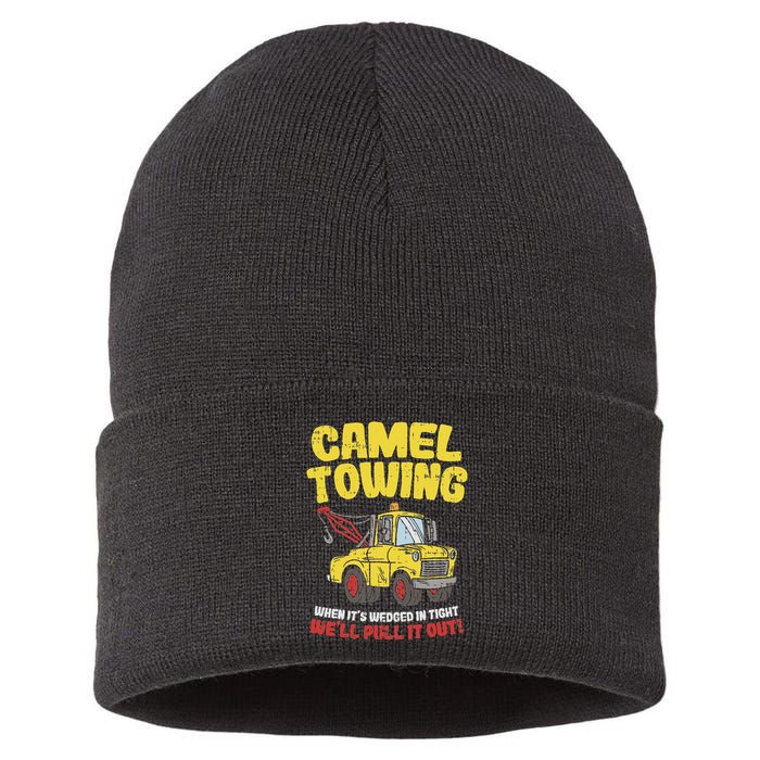 Camel Towing Funny Crude Tow Truck Recovery Workers Gift Sustainable Knit Beanie