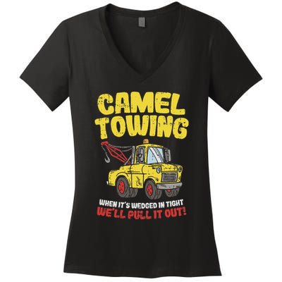 Camel Towing Funny Crude Tow Truck Recovery Workers Gift Women's V-Neck T-Shirt