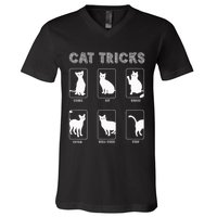 Cat Tricks Funny Kitten Kitty Pet Owner Gift V-Neck T-Shirt