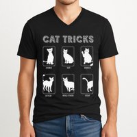Cat Tricks Funny Kitten Kitty Pet Owner Gift V-Neck T-Shirt