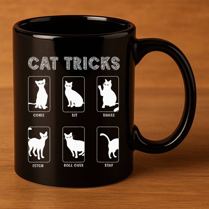 Cat Tricks Funny Kitten Kitty Pet Owner Gift 11oz C Handle Ceramic Mug