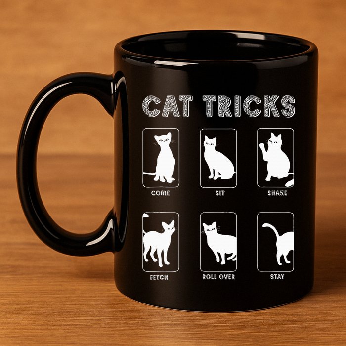 Cat Tricks Funny Kitten Kitty Pet Owner Gift 11oz C Handle Ceramic Mug