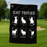 Cat Tricks Funny Kitten Kitty Pet Owner Gift Golf Towel