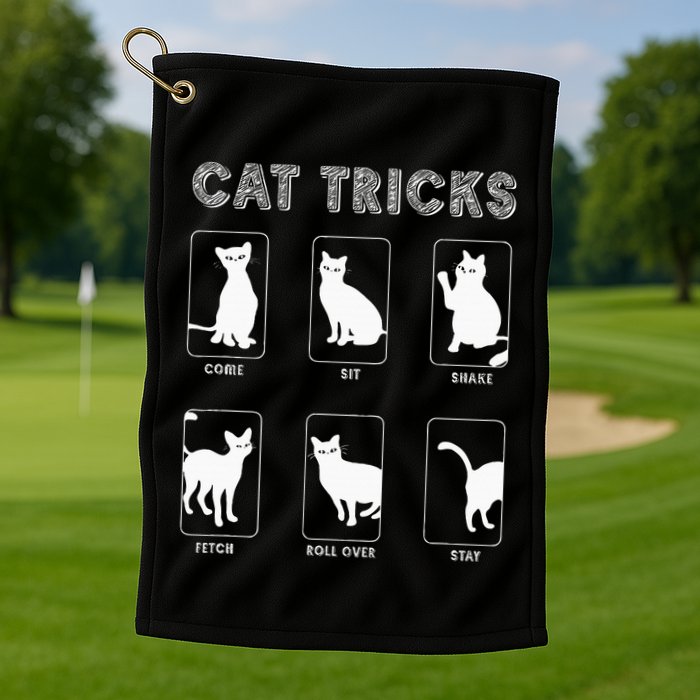 Cat Tricks Funny Kitten Kitty Pet Owner Gift Golf Towel