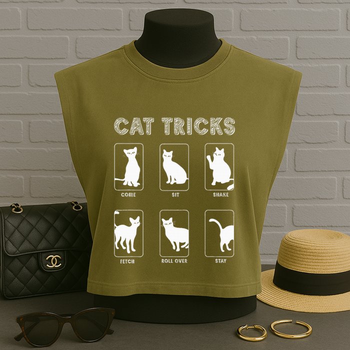 Cat Tricks Funny Kitten Kitty Pet Owner Gift Garment-Dyed Women's Muscle Tee