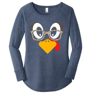 Cute Turkey Face Thanksgiving I'm Thankful Family Costume Women's Perfect Tri Tunic Long Sleeve Shirt