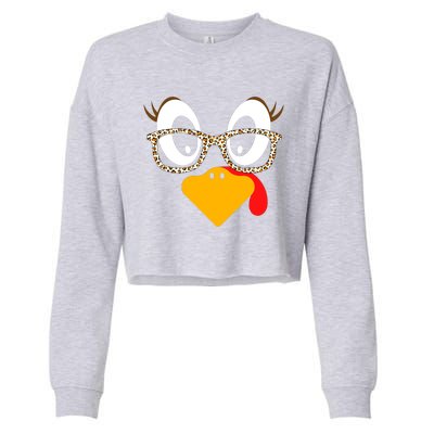 Cute Turkey Face Thanksgiving I'm Thankful Family Costume Cropped Pullover Crew