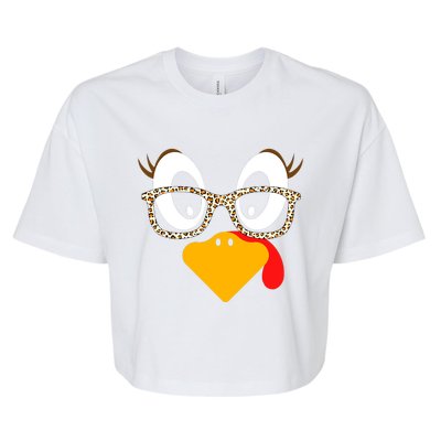 Cute Turkey Face Thanksgiving I'm Thankful Family Costume Bella+Canvas Jersey Crop Tee