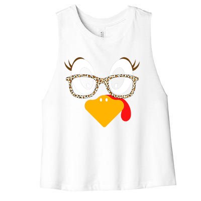 Cute Turkey Face Thanksgiving I'm Thankful Family Costume Women's Racerback Cropped Tank