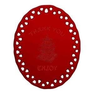 Chinese Takeout Food Thank You Box For Chef Asian Cuisine Ceramic Oval Ornament