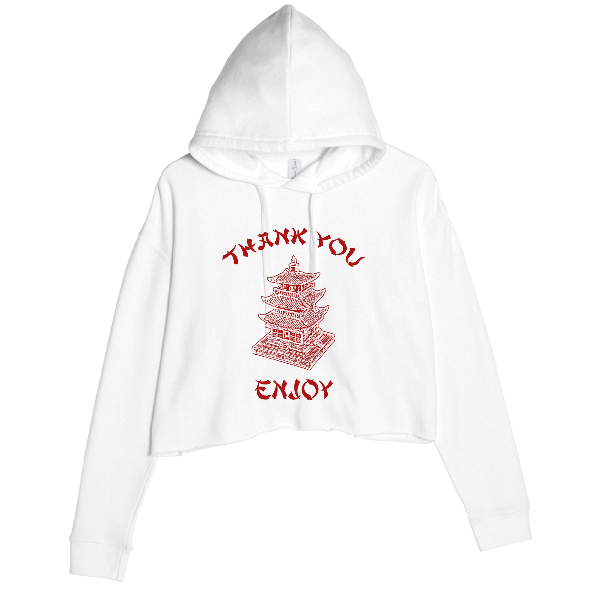 Chinese Takeout Food Thank You Box For Chef Asian Cuisine Crop Fleece Hoodie