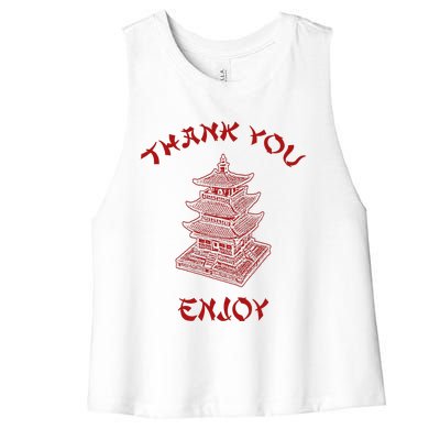 Chinese Takeout Food Thank You Box For Chef Asian Cuisine Women's Racerback Cropped Tank