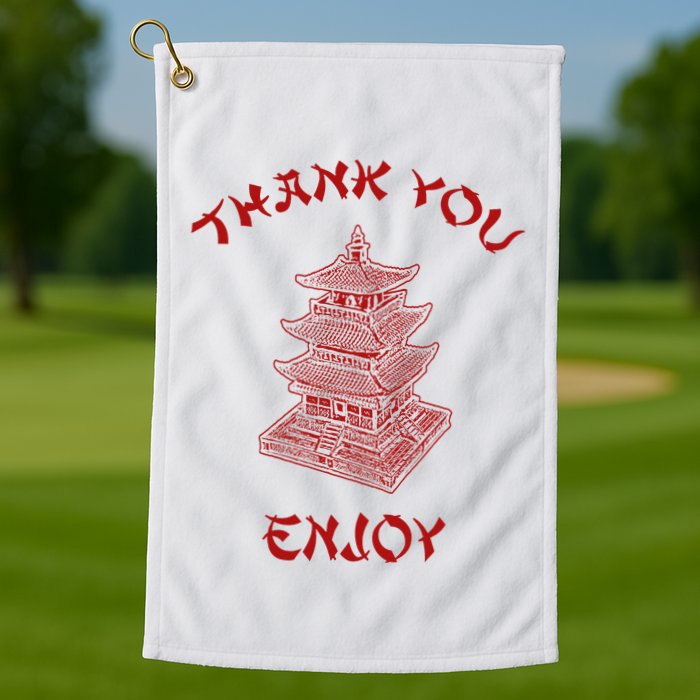 Chinese Takeout Food Thank You Box For Chef Asian Cuisine Golf Towel