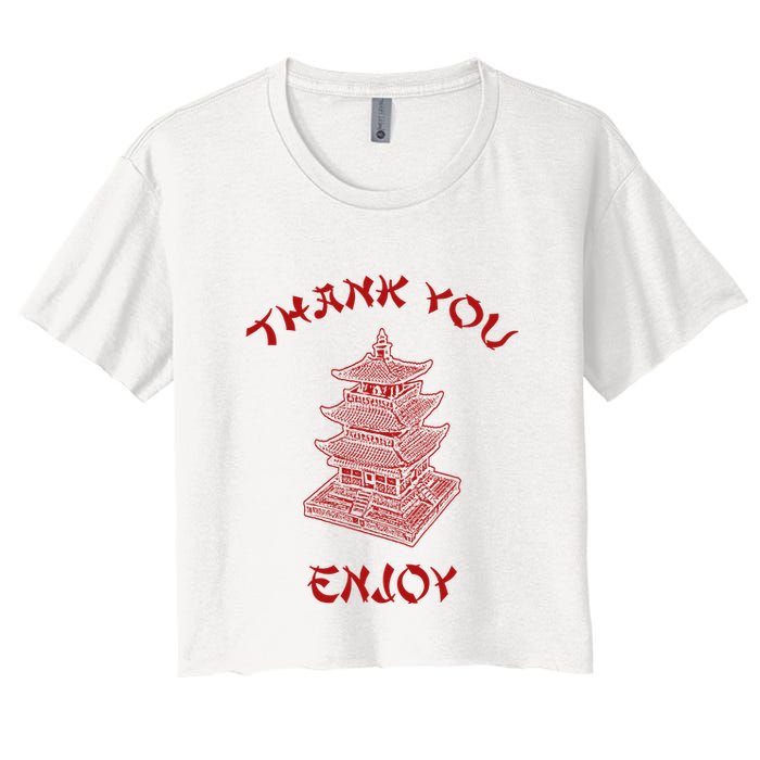Chinese Takeout Food Thank You Box For Chef Asian Cuisine Women's Crop Top Tee