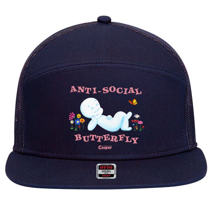 Casper the Friendly Ghost Anti-Social Butterfly 7 Panel Mesh Trucker Snapback Hat