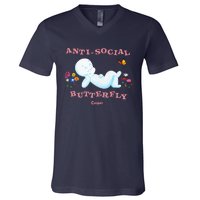 Casper the Friendly Ghost Anti-Social Butterfly V-Neck T-Shirt