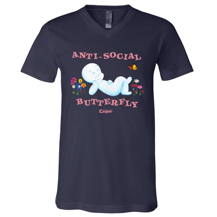 Casper the Friendly Ghost Anti-Social Butterfly V-Neck T-Shirt