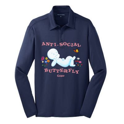 Casper the Friendly Ghost Anti-Social Butterfly Silk Touch Performance Long Sleeve Polo