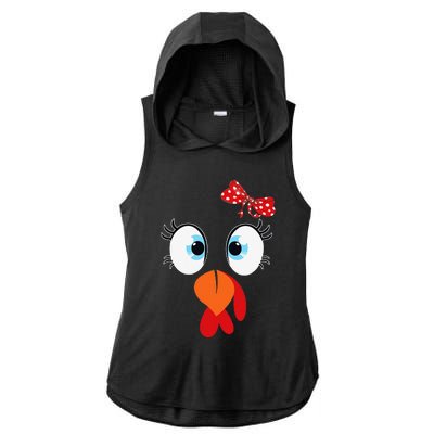 Cute Turkey Face Thanksgiving Im Thankful Family Costume Ladies PosiCharge Tri-Blend Wicking Draft Hoodie Tank