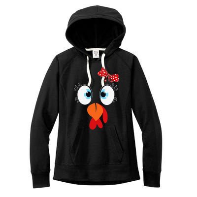 Cute Turkey Face Thanksgiving Im Thankful Family Costume Women's Fleece Hoodie