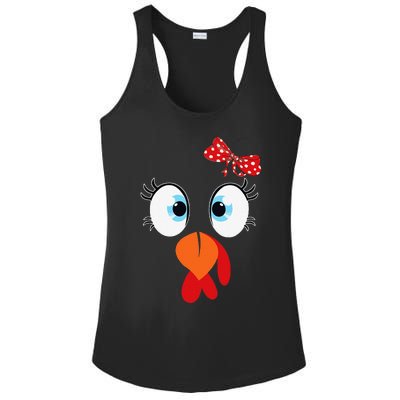 Cute Turkey Face Thanksgiving Im Thankful Family Costume Ladies PosiCharge Competitor Racerback Tank