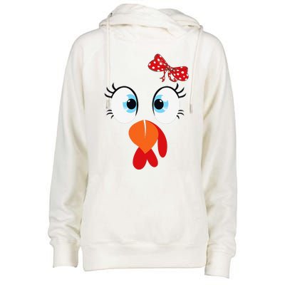 Cute Turkey Face Thanksgiving Im Thankful Family Costume Womens Funnel Neck Pullover Hood