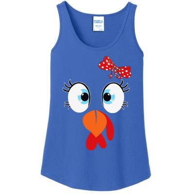 Cute Turkey Face Thanksgiving Im Thankful Family Costume Ladies Essential Tank