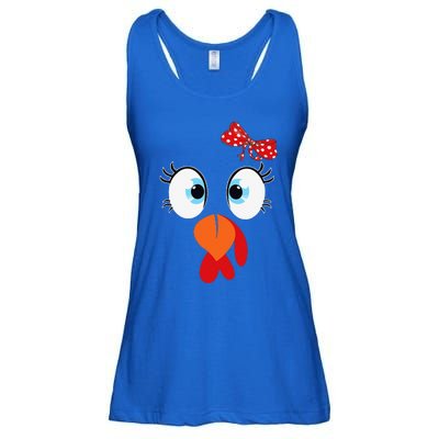 Cute Turkey Face Thanksgiving Im Thankful Family Costume Ladies Essential Flowy Tank