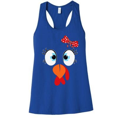 Cute Turkey Face Thanksgiving Im Thankful Family Costume Women's Racerback Tank